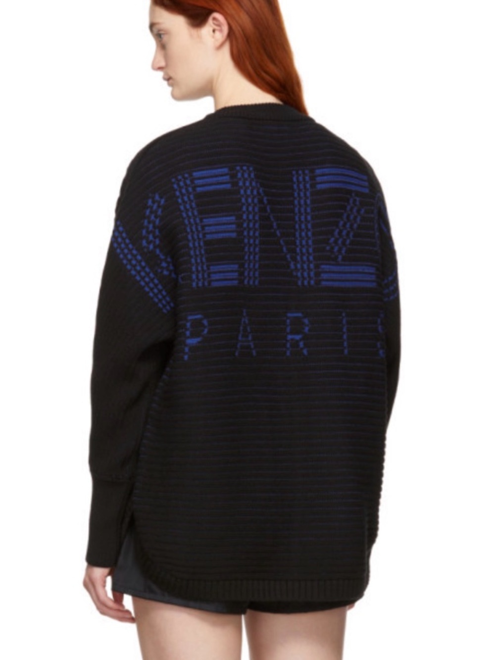 Kenzo Black and Blue Jacquard Sport Zip-Up Sweater